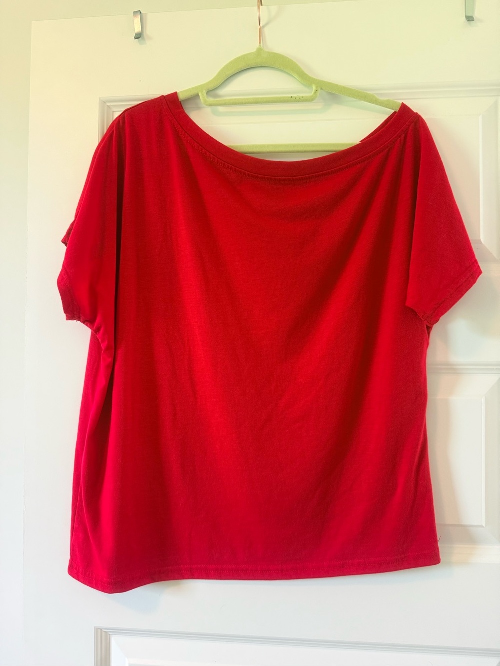SHEIN Red Off The Shoulder Short Sleeve Tee